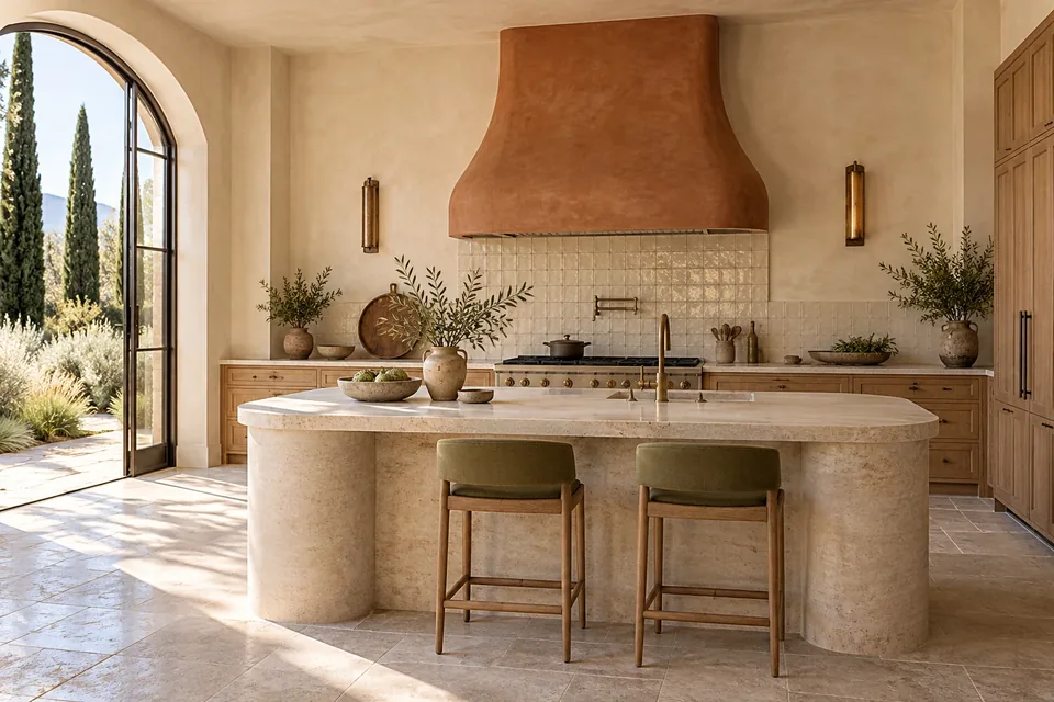 A sculptural terracotta kitchen from the TERRA website concept