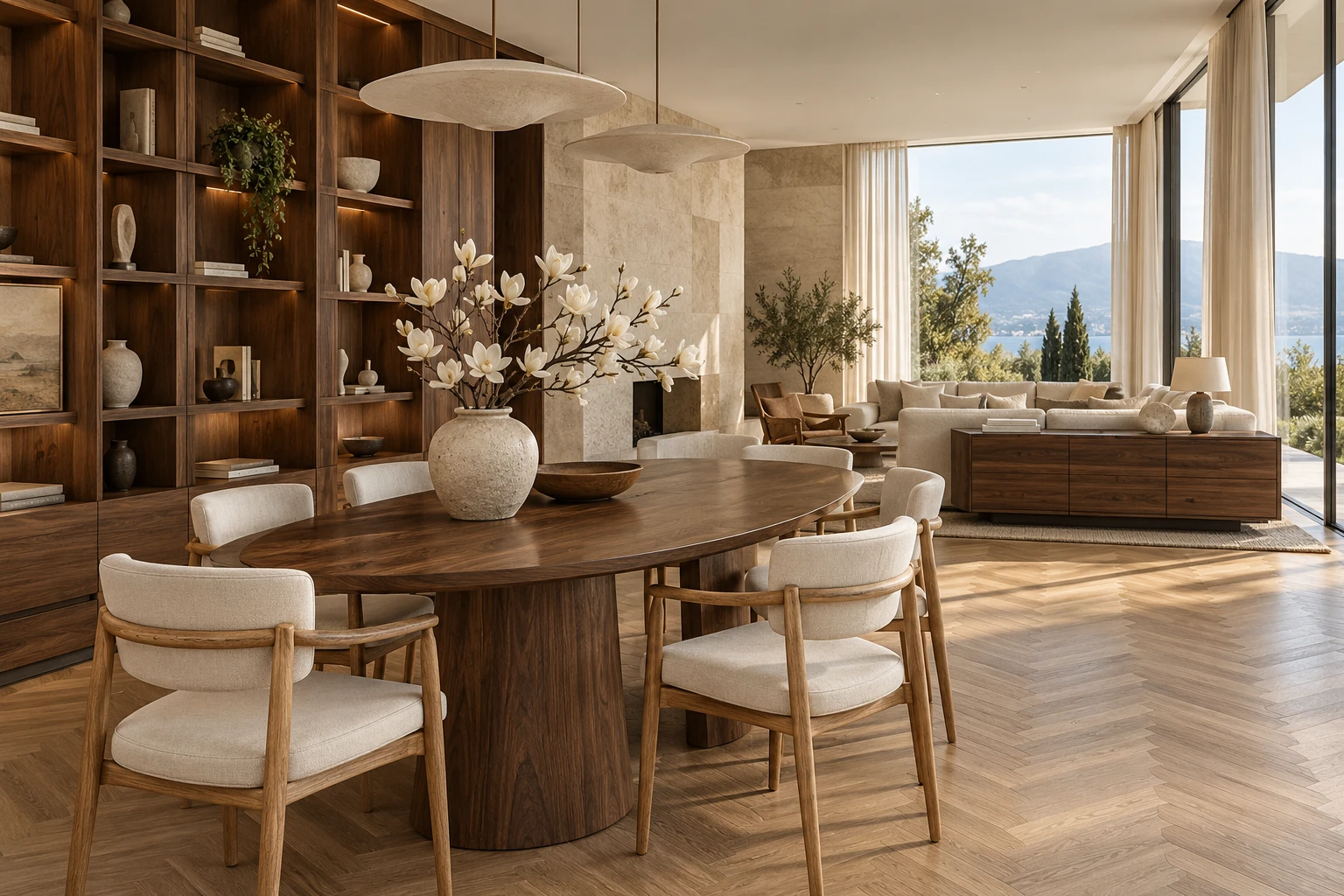Walnut furniture and warm natural materials from the Maison concept